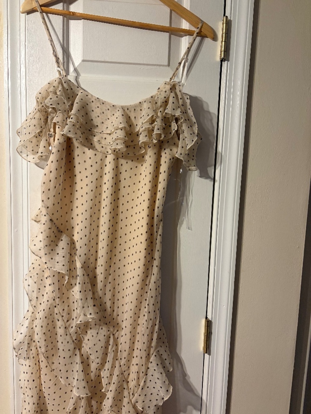 CREAM POLKA DOT MAXI DRESS